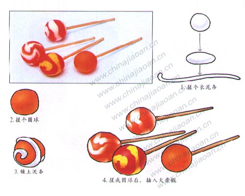 幼儿手工橡皮泥作品：棒棒糖