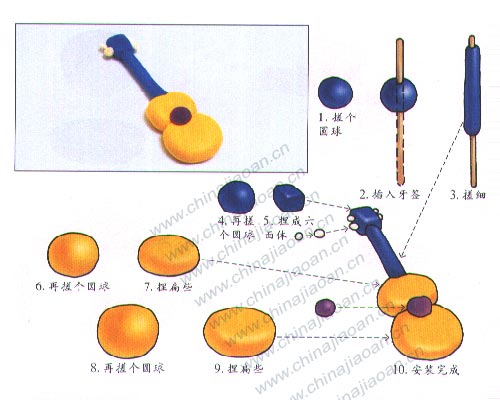 幼儿手工橡皮泥作品：吉他