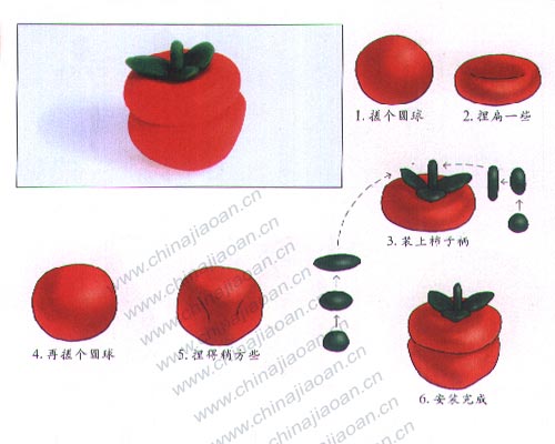 幼儿手工橡皮泥作品：柿子