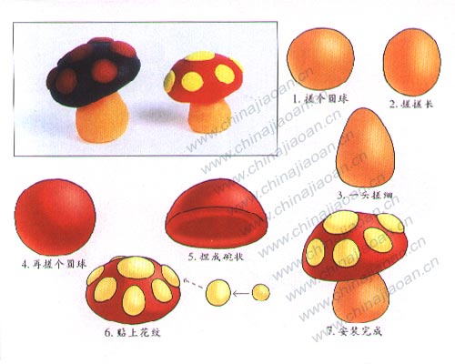 幼儿手工橡皮泥作品：蘑菇